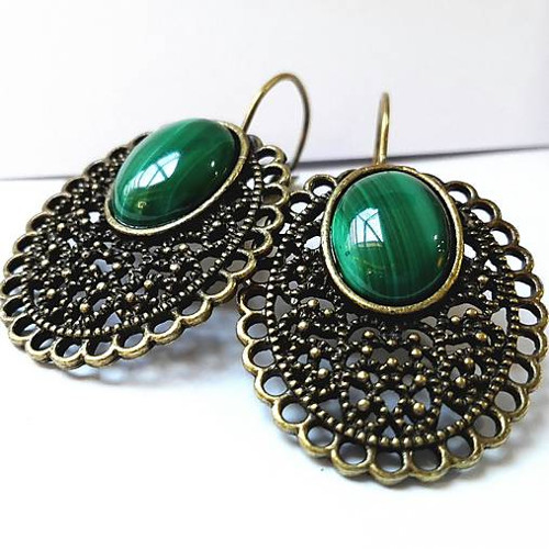 Vintage Malachite / Náušnice s malachitem — foto 2