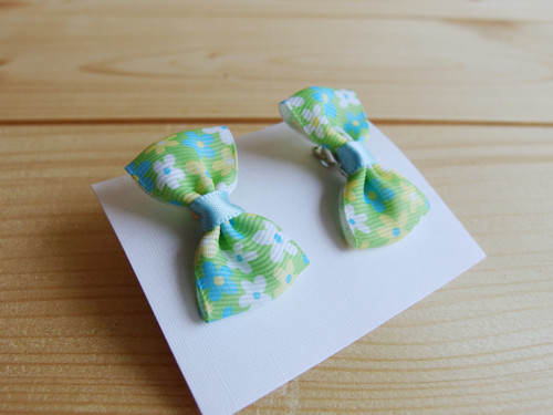 Mini sponky 2ks - zelenkavé s kytičkami — foto 2