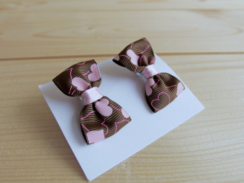Mini sponky 2ks - hnědé se srdíčky — foto 2