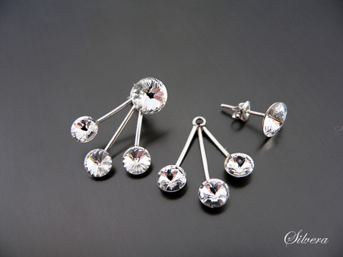 Stříbrné 925 Naušnice, ..DOUBLE TRIDENT CRYSTAL — foto 3