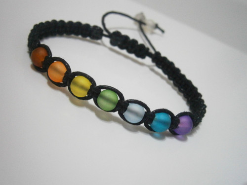 Čakrový skleněný náramek (macramé/shamballa) — foto 2