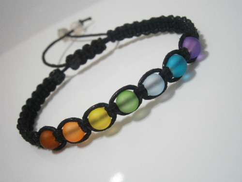 Čakrový skleněný náramek (macramé/shamballa) — foto 3