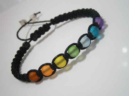 Čakrový skleněný náramek (macramé/shamballa) — foto 4