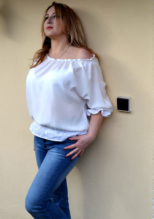 Romantická bílá halenka viskoza / madeira — foto 3