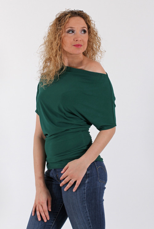 Volné asymetrické triko - zelené — foto 3
