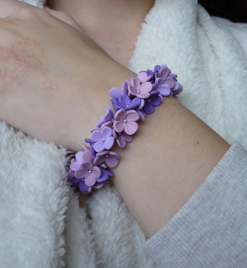 Violet flowers (náramek/náhrdelník) — foto 3
