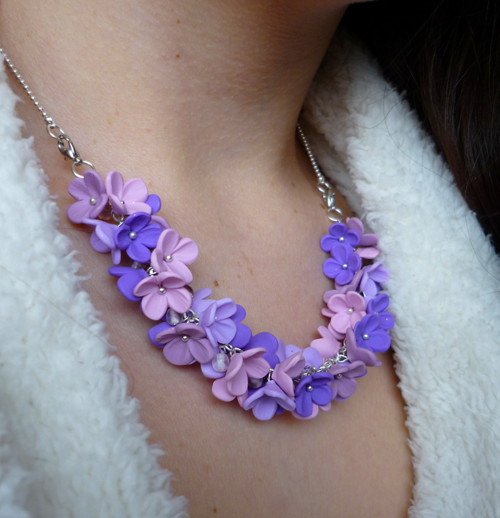 Violet flowers (náramek/náhrdelník) — foto 4
