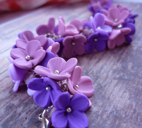 Violet flowers (náramek/náhrdelník) — foto 2