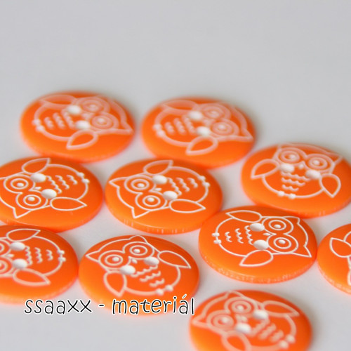 Knoflík ~ oranžová sovička ~ 18 mm ~ 2ks — foto 2