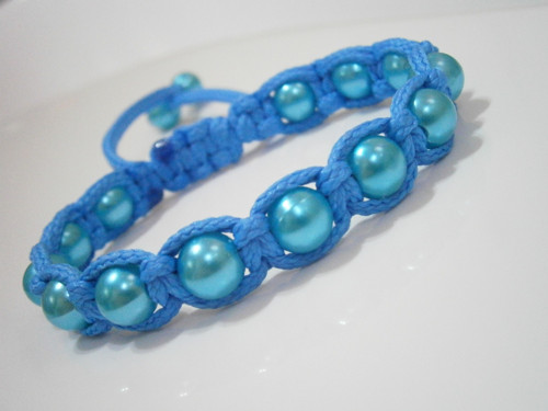 Modrý náramek (macramé/shamballa) - Unisex — foto 2