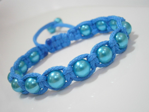Modrý náramek (macramé/shamballa) - Unisex — foto 3