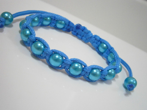 Modrý náramek (macramé/shamballa) - Unisex — foto 4