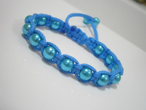 Modrý náramek (macramé/shamballa) - Unisex — foto 5