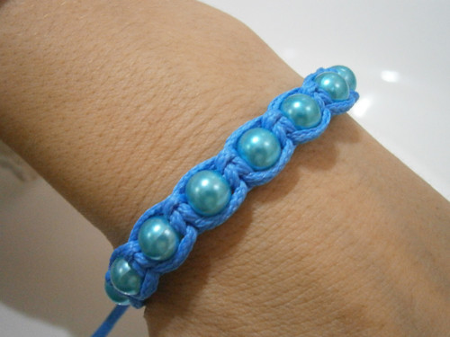 Modrý náramek (macramé/shamballa) - Unisex — foto 6