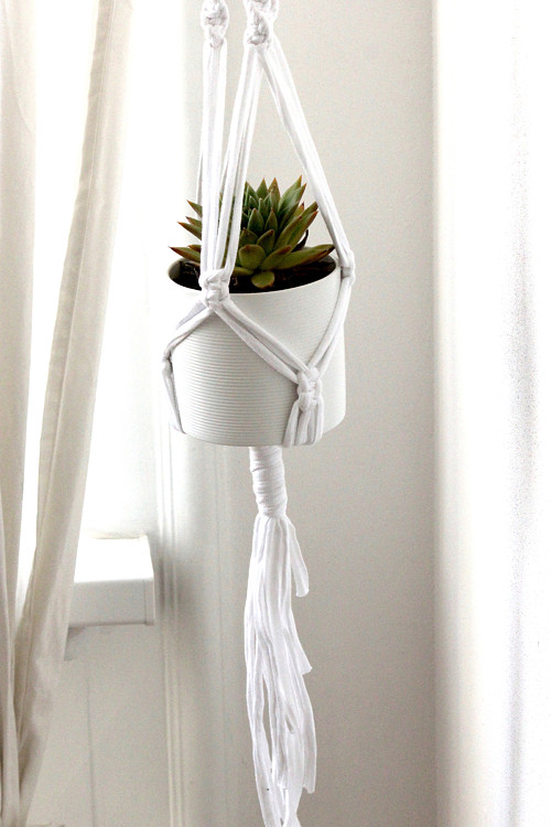 Macramé white - závěs na květiny — foto 2