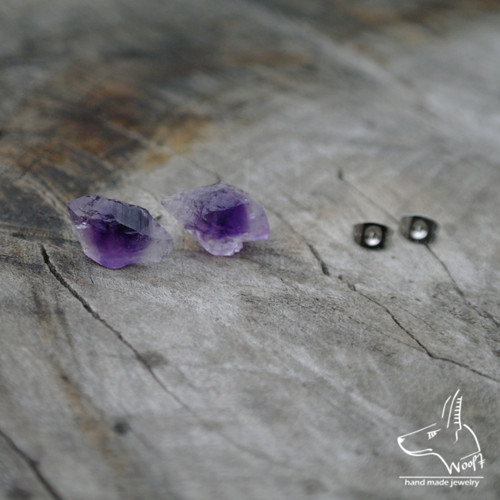 Ametystové náušničky - rough crystal — foto 2
