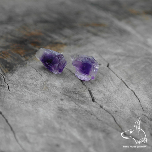 Ametystové náušničky - rough crystal — foto 3