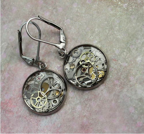 Steampunkové náušnice /nerez/ — foto 2
