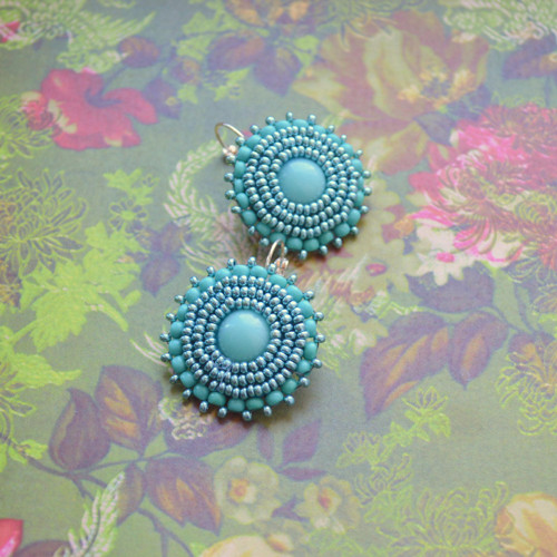 Turquoise Earings - vyšívané náušnice — foto 2