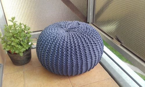 Puff velký šedomodrý /průměr 57cm, výška 30cm/ — foto 2