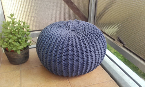 Puff velký šedomodrý /průměr 57cm, výška 30cm/ — foto 3