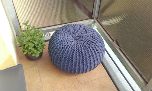 Puff velký šedomodrý /průměr 57cm, výška 30cm/ — foto 4