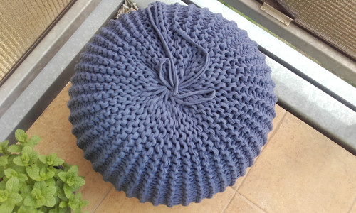 Puff velký šedomodrý /průměr 57cm, výška 30cm/ — foto 5