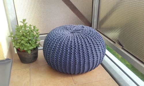Puff velký šedomodrý /průměr 57cm, výška 30cm/ — foto 6