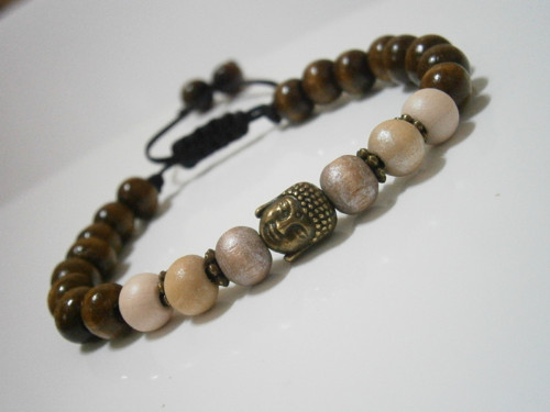 Dřevěný náramek s Buddhou - Unisex — foto 2