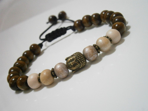 Dřevěný náramek s Buddhou - Unisex — foto 3
