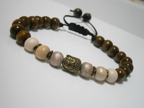 Dřevěný náramek s Buddhou - Unisex — foto 4