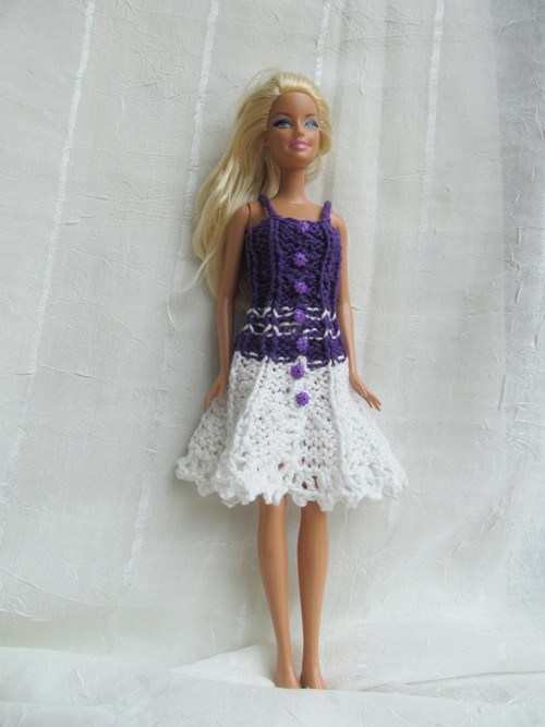 Fialovo - bílé šatičky na Barbie — foto 2