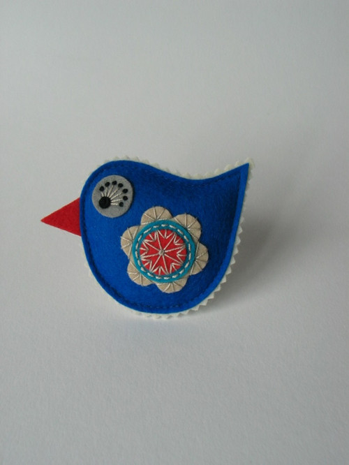 Brož ptáček- "MARINE"; modrá (Royal Blue) — foto 2