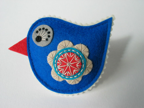 Brož ptáček- "MARINE"; modrá (Royal Blue) — foto 3