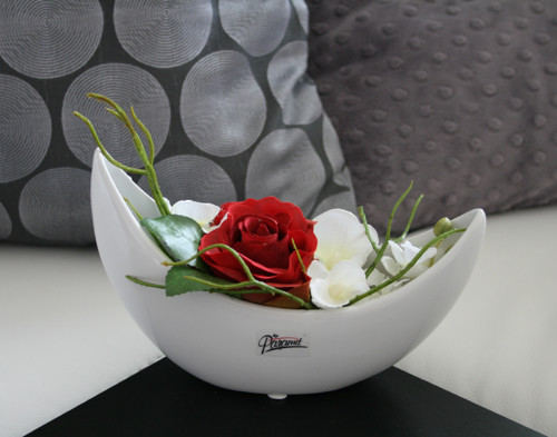 Keramický měsíček s růží a orchidejemi — foto 2