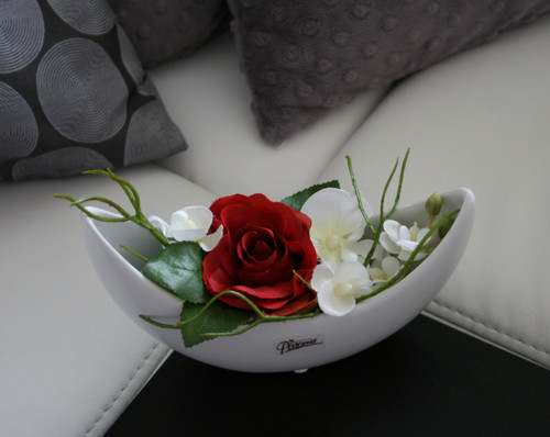 Keramický měsíček s růží a orchidejemi — foto 4