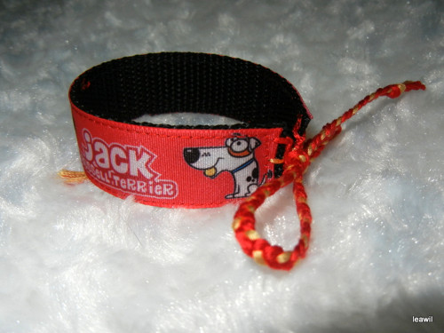 Náramek taft 2cm jackrussell červený — foto 2