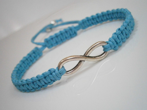 Infinity náramek - tyrkysový (macramé) - Unisex — foto 2