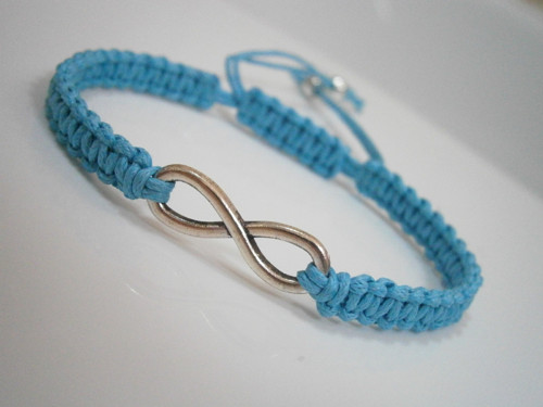 Infinity náramek - tyrkysový (macramé) - Unisex — foto 3
