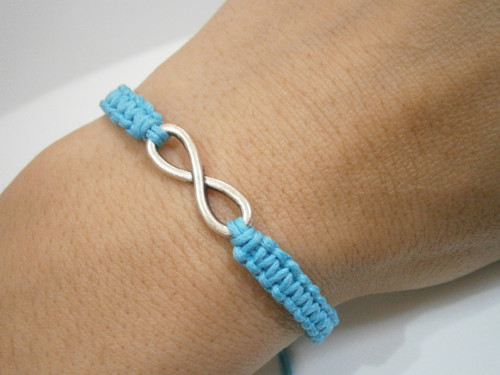Infinity náramek - tyrkysový (macramé) - Unisex — foto 4