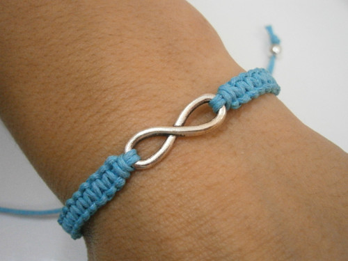 Infinity náramek - tyrkysový (macramé) - Unisex — foto 5