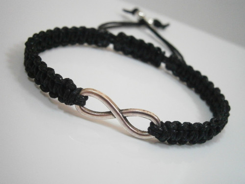Infinity náramek - černý (macramé) - Unisex — foto 3