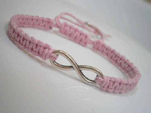Infinity náramek - růžový (macramé) — foto 3