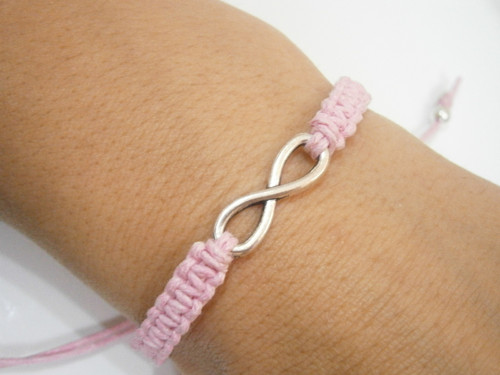 Infinity náramek - růžový (macramé) — foto 5