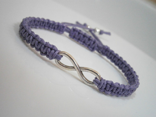 Infinity náramek - fialový (macramé) — foto 2