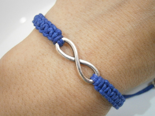 Infinity náramek - tm.modrý (macramé) - Unisex — foto 4