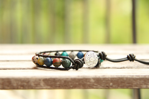 Pánsky kožený náramok mix — foto 2