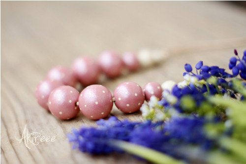 Vintage Pink - Malované korále — foto 2