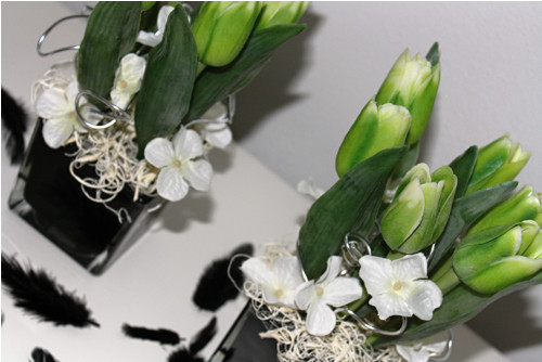 Zelené tulipány v černé kostce — foto 2