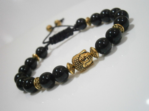 Energetický náramek Buddha/Onyx černý (achát) — foto 2